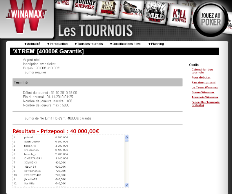 Grand Tournoi du Casino de Saint Denis - 3 au 5 Dec 10 Result10