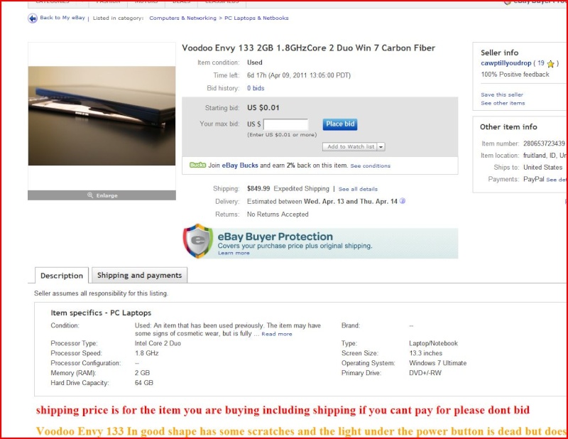 Envy 133 for sale, wonder if... Envy11