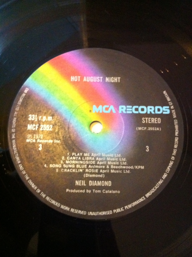 Neil Diamond - Hot August Night LP Img_1312