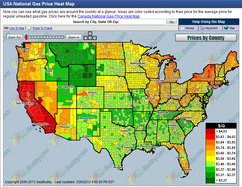 Today's Gas Price Map (map changes daily) Map10