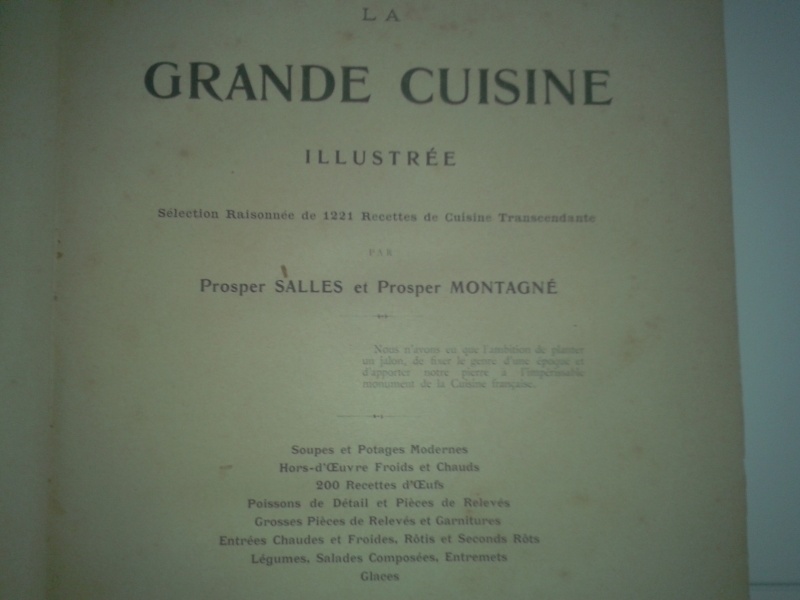 livre "La Grande Cuisine Illustrée" 1900, Prosper Montagné et Prosper Salles. 2013-060