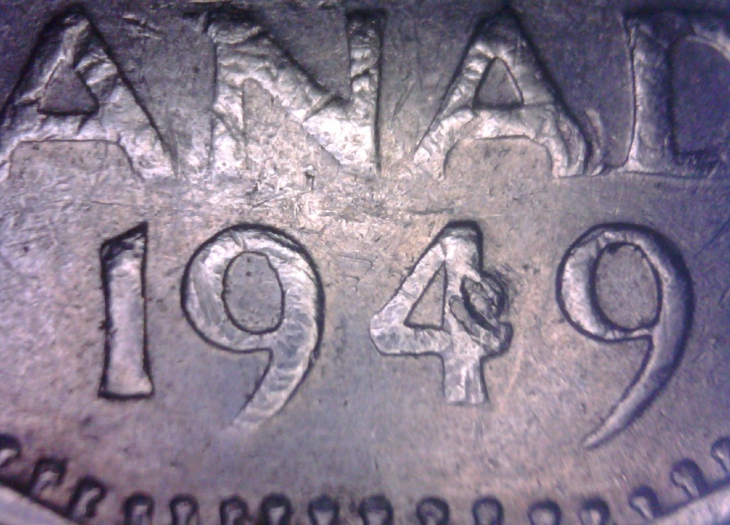 1949 - Dbl. Revers / Avers  Coins détériorés, entrechoqués, obtrués & polie C10