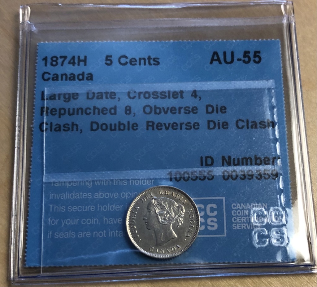 1874 - "C4" Large Date, Coins Entrechoqués 2 côtés , Repunched 8, 7 & CA Fullsi12