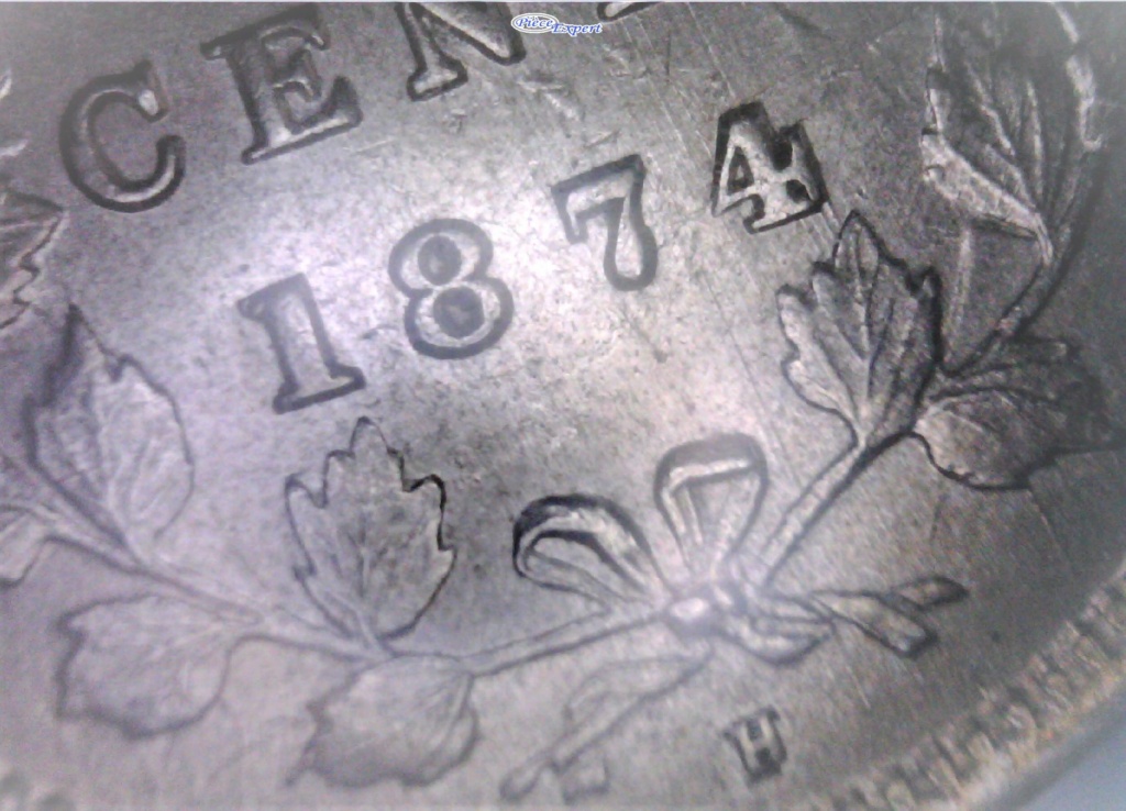 1874 - "C4" Large Date, Coins Entrechoqués 2 côtés , Repunched 8, 7 & CA Image198