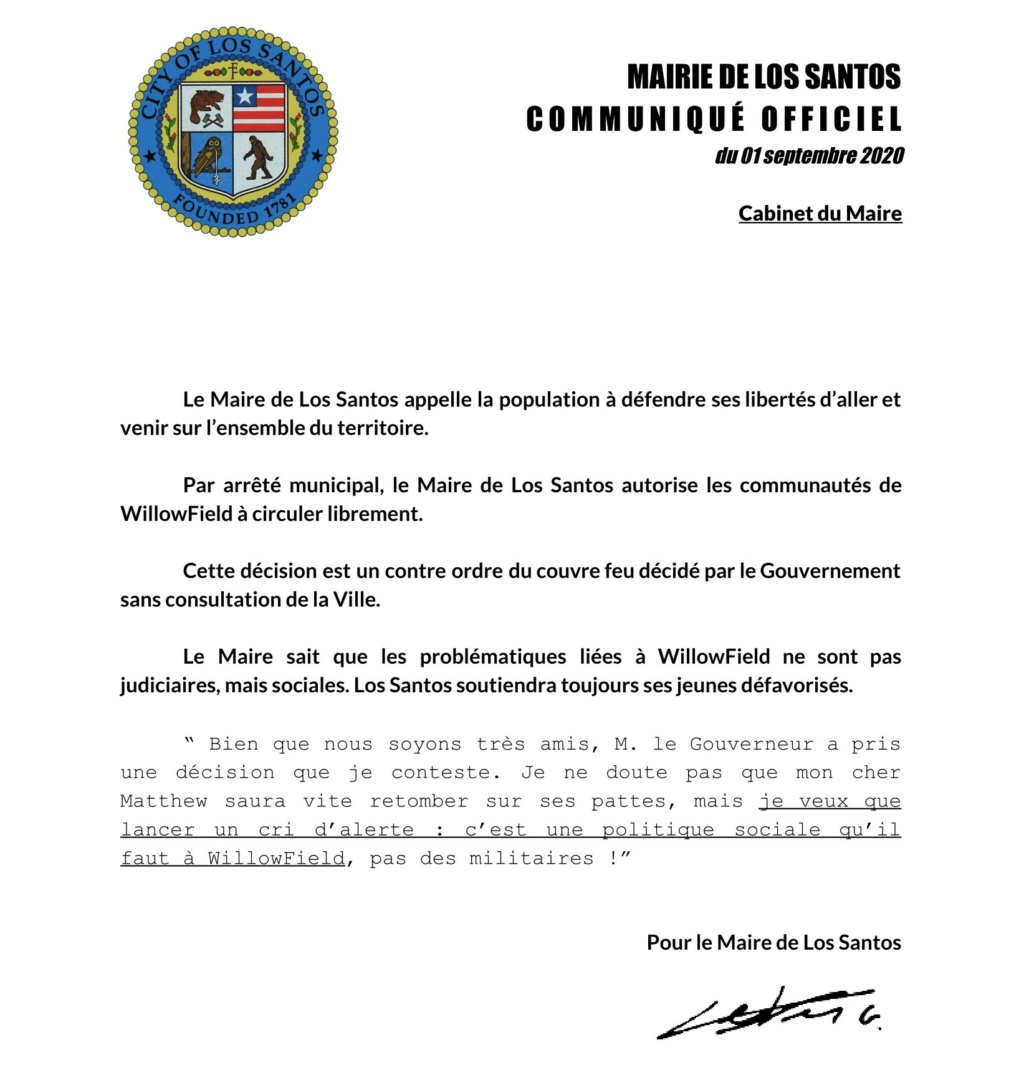 Mairie de Los Santos : WillowField peut circuler librement.  Contes10