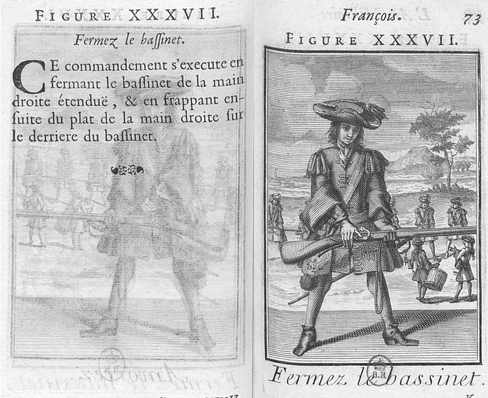  Exercices de maniement du mousquet à mèche - Manuel d'infanterie 1699 F3710