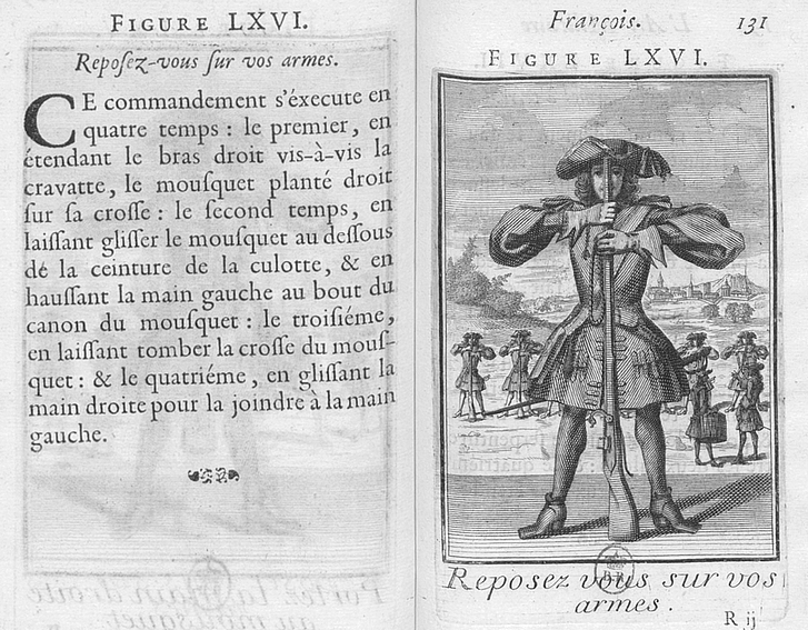  Exercices de maniement du mousquet à mèche - Manuel d'infanterie 1699 F6610