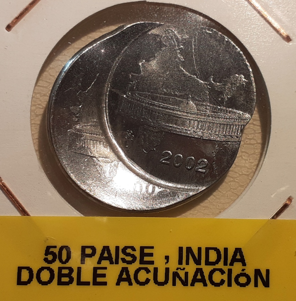 50 PAISE DE LA INDIA CON DOBLE ACUÑACIÓN 06910