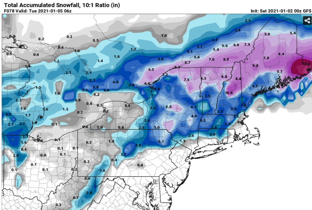 JAN 3rd Storm: I-84 First Snow of 2021 Gfs33