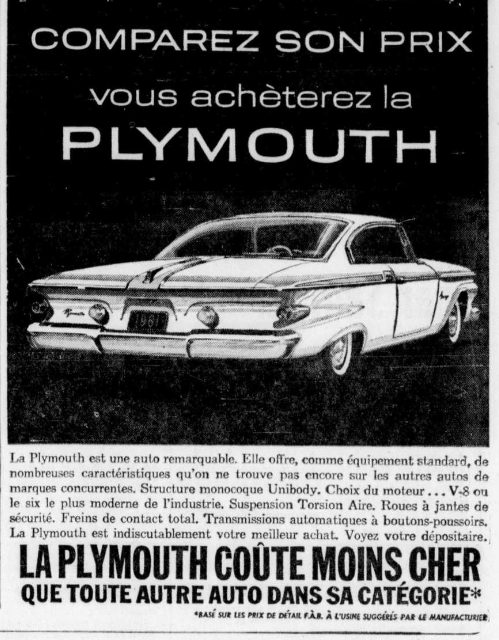 Vieilles Publicitée Dodge/Plymouth/Chrysler au Québec - Page 4 1961_p10