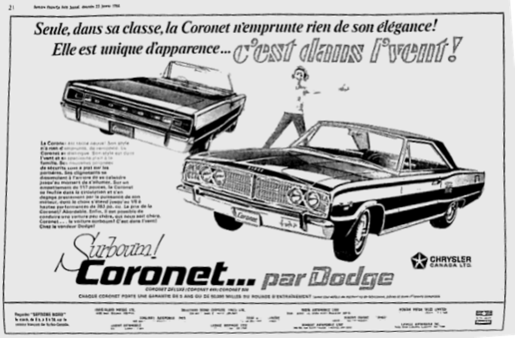 Vieilles Publicitée Dodge/Plymouth/Chrysler au Québec - Page 5 1966_d10