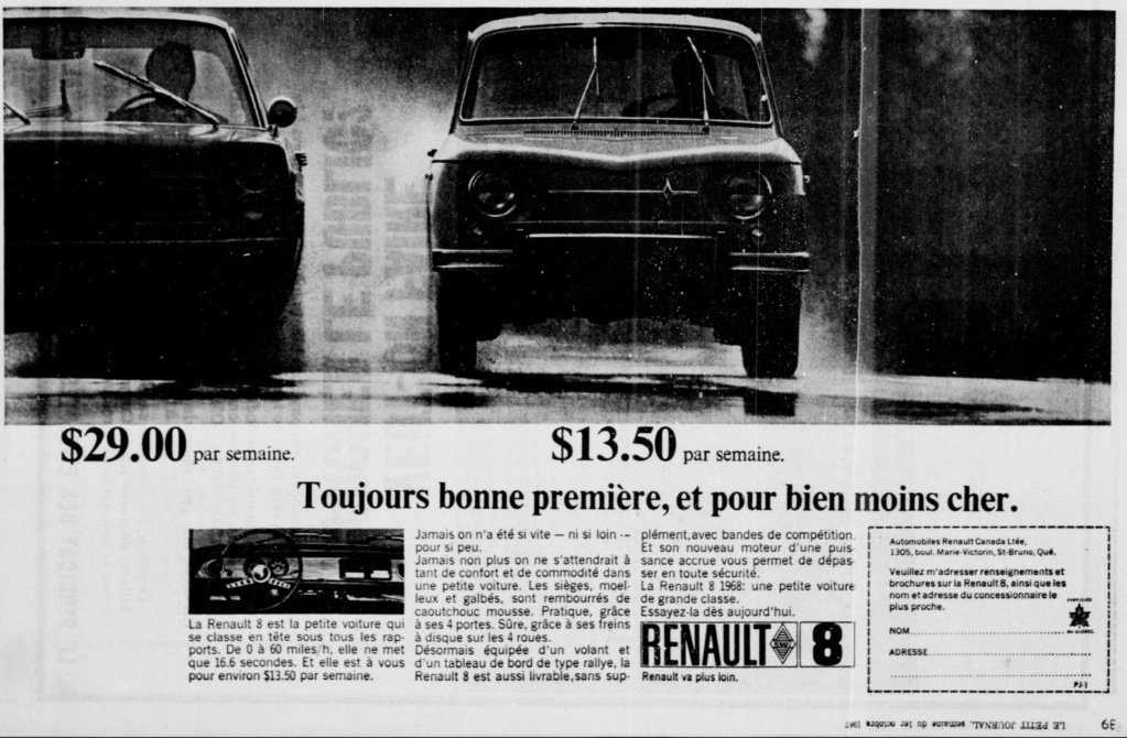Publicité d'époque : Renault au Québec 1968_r10