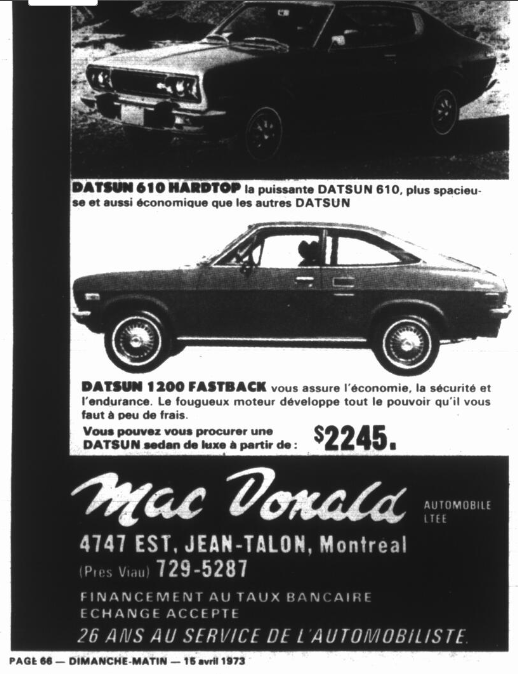 Publicité d'époque : Datsun 1973_d10