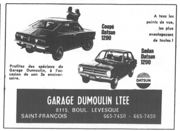 Publicité d'époque : Datsun Datsun12