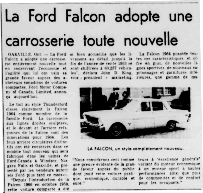 Article de journal 1964: La Ford Falcon Falcon10