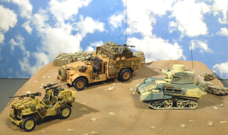 The desert rats : Chevrolet 30 CWT LRDG (Dragon) - Marmon Herrington Mk II MFF (Attack) - Scammell Pioneer SV2S (IBG) - le tout  au 1/72ème Desert10