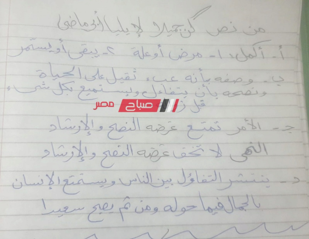 امتحان اللغة العربية للصف الثالث الاعدادي 2024 شمال سيناء بالحل 4_ya-a11