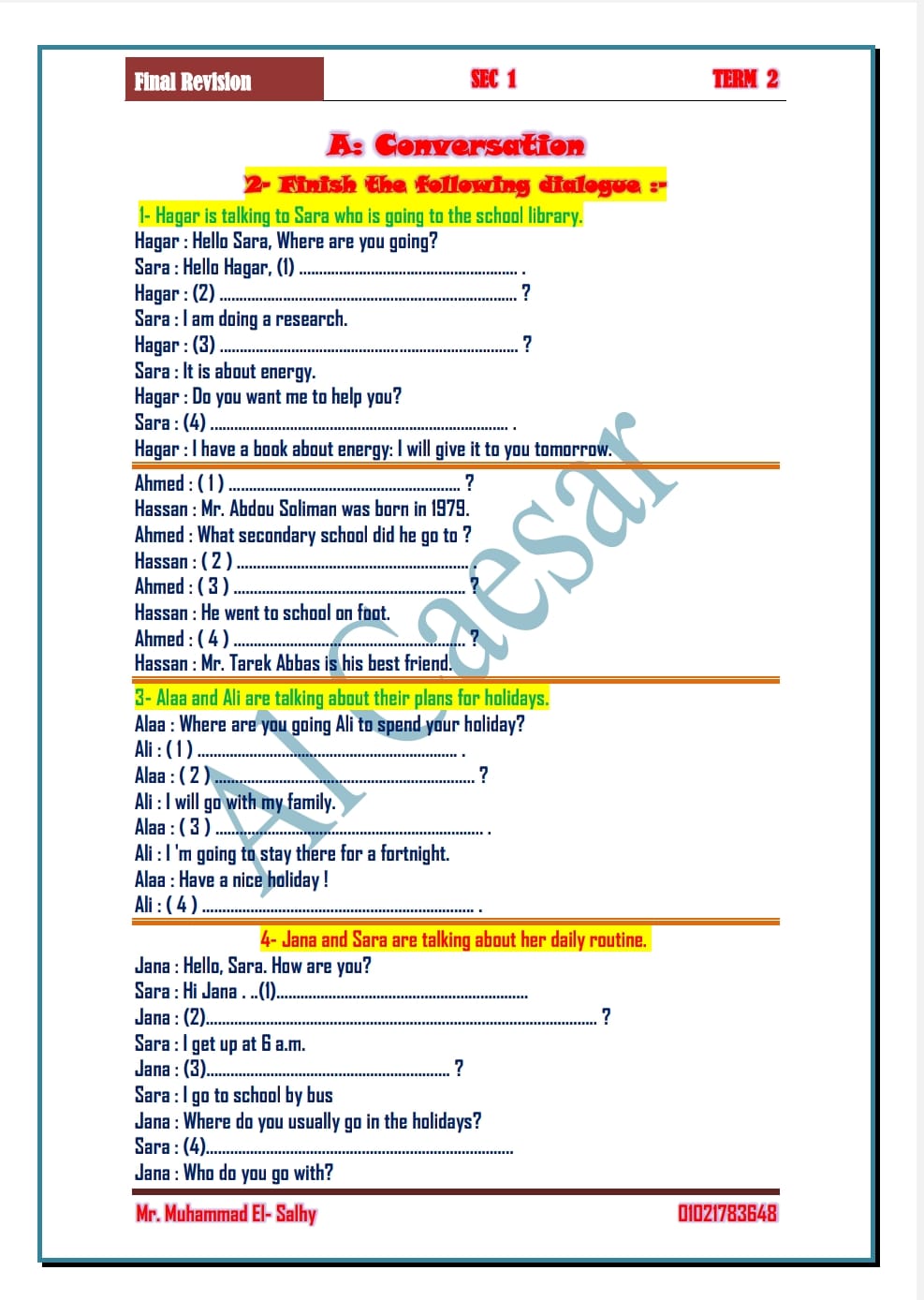 محادثات اللغة الانجليزية لطلاب الأزهر الشريف 55520