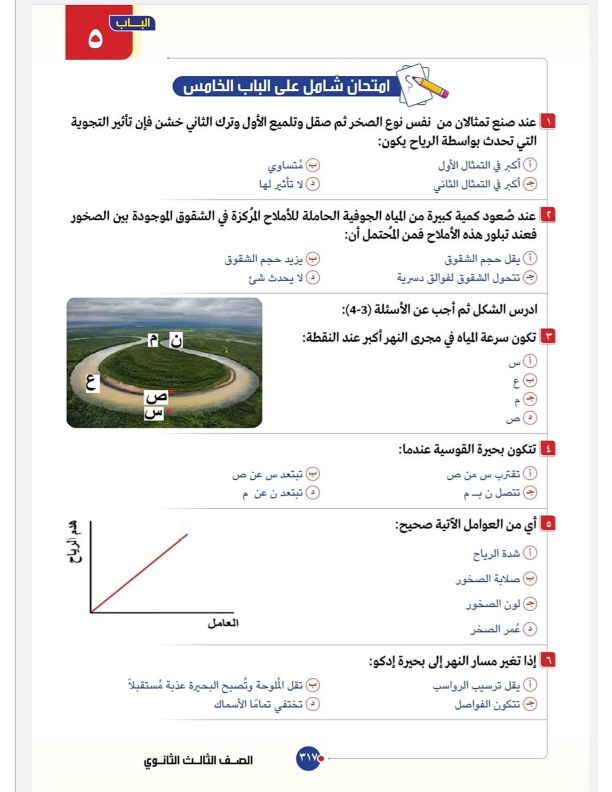 تظلمات الثانوية العامة - امتحان الجيولوجيا للثانوية العامة 2024 بالحل الباب الخامس  Aoya_a26