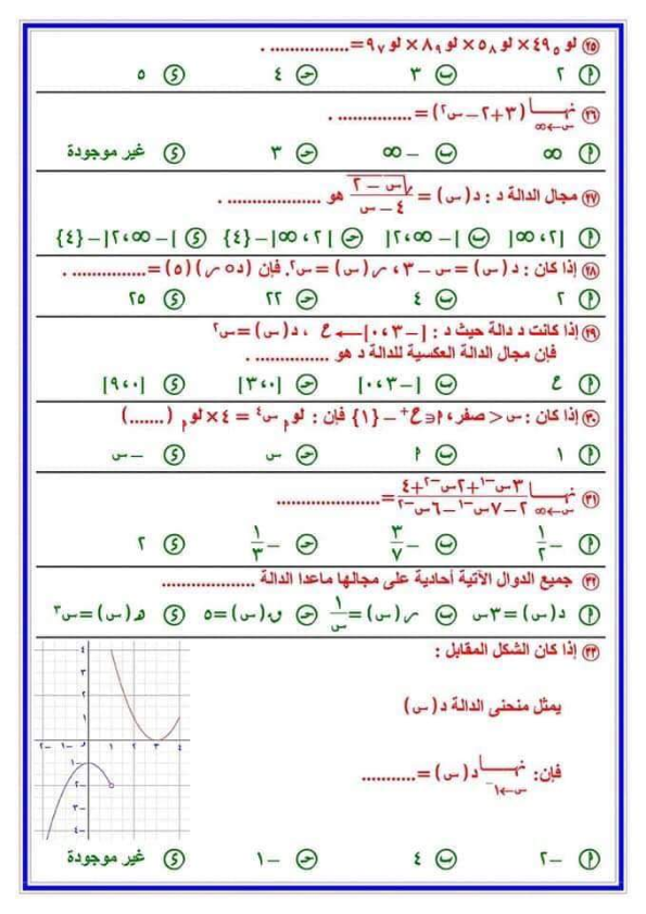 الرياضيات - نماذج امتحانات الرياضيات البحتة لطلاب تانية ثانوي ترم أول أ. عبد الرحمن حمودة  Aoya_o15