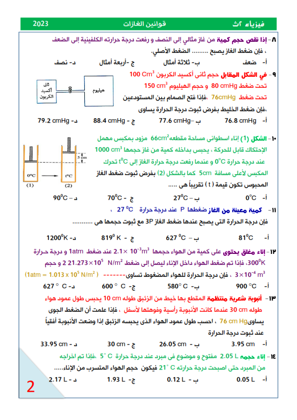 ملخص قوانين الغازات فيزياء 2 ثانوي ترم ثاني مستر ماهر حمود Ayaic-16