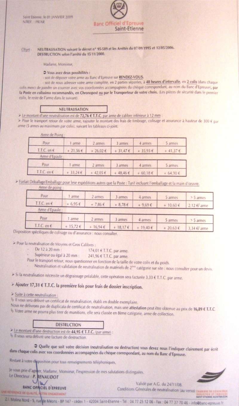 NEUTRALISATION des ARMES et COÜT-Arreté du 12 mai 2006 Img_5611