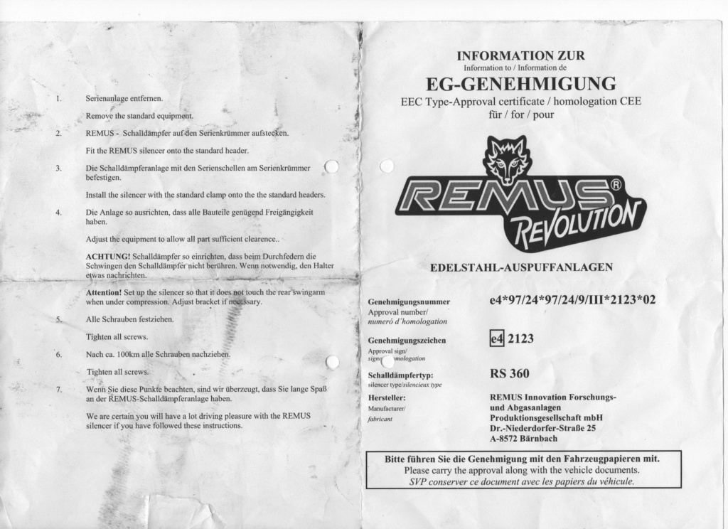 Document homologation pour la suisse pour un remus Remus_10