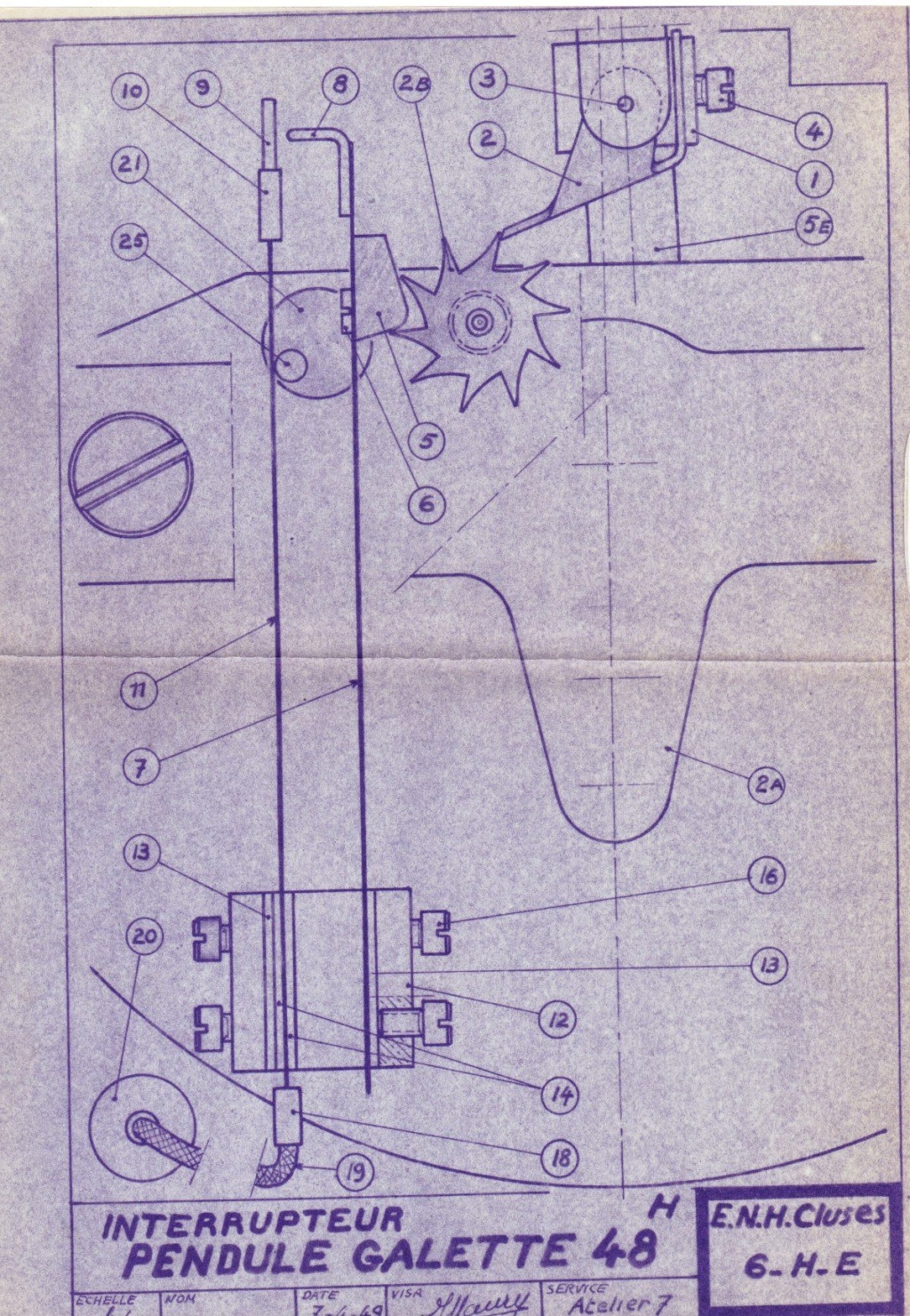 Pendule "ENH" (Ecole Nationale d'Horlogerie" Cluses : balancier à 4 aimants P_gale10
