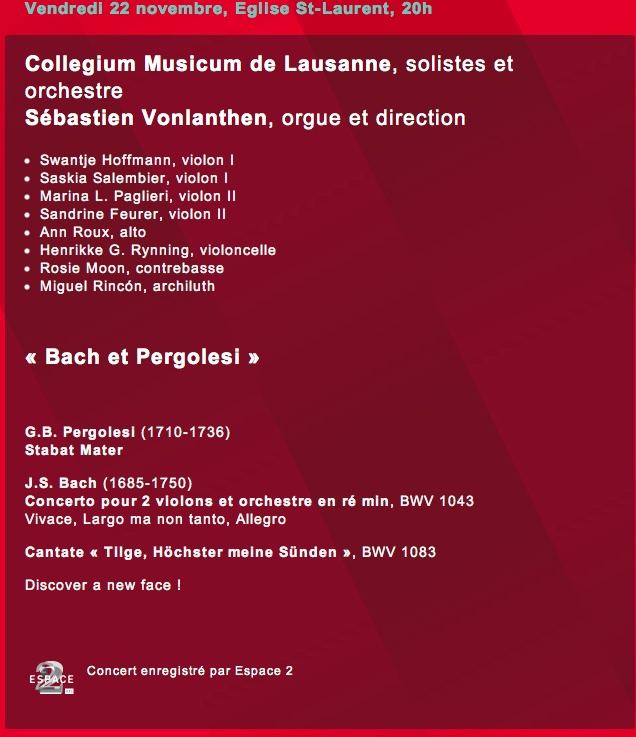 Collegium Musicum de Lausanne / Bach et Pergolese Colleg10