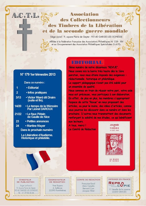 LA REVUE N° 179 1er TRIMESTRE 2013 Couver10