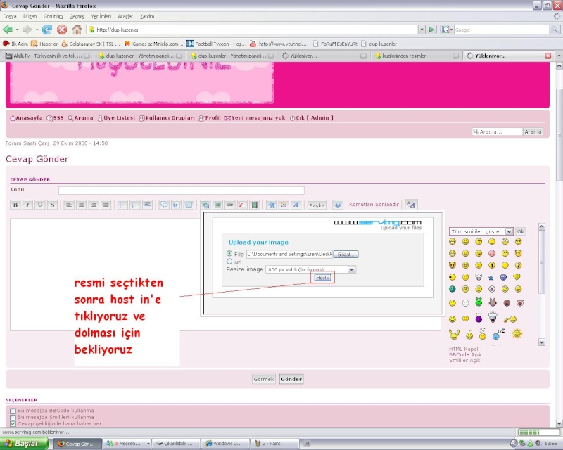 foruma resim eklemek ( resimli bir şekilde gösterdim) 3310