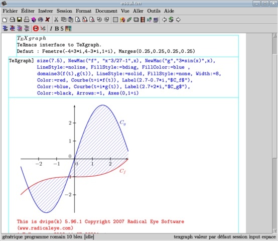 TeXmacs: plugin pour une session TeXgraph Texgra10