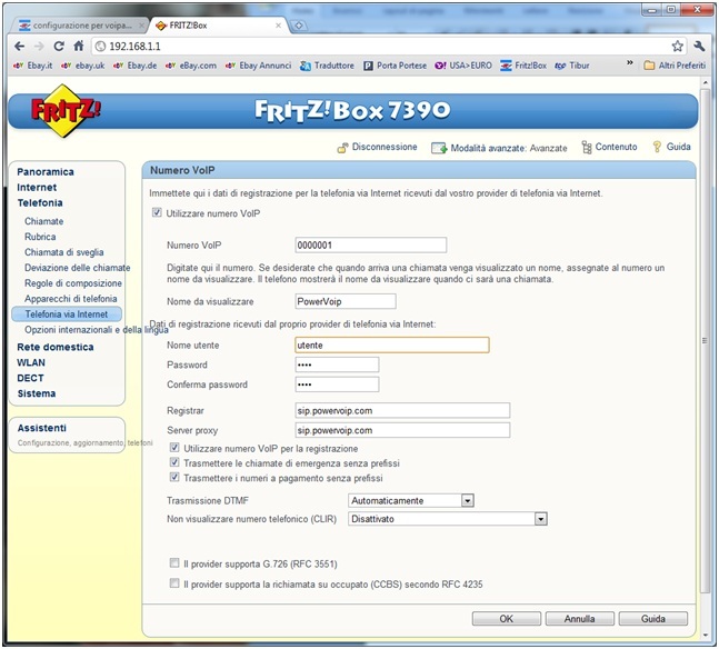 configurazione per voiparlate.it Powerv10