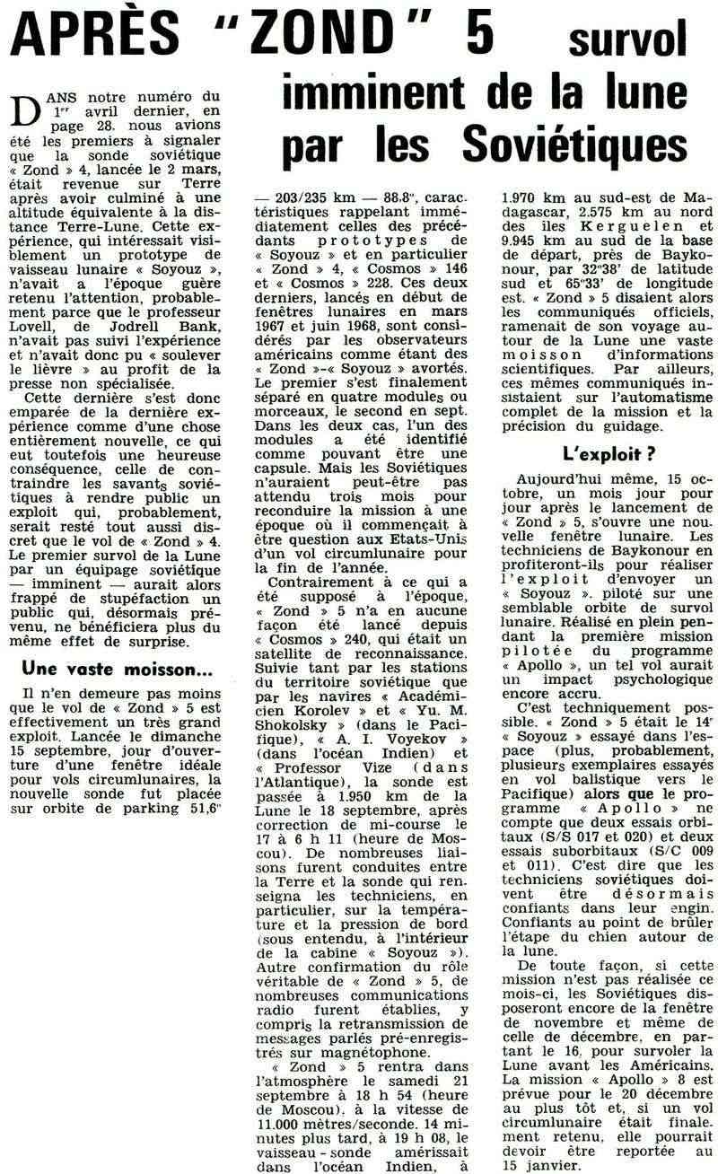 14 septembre 1968 - Zond 5 - survol lunaire et retour réussi 68101510