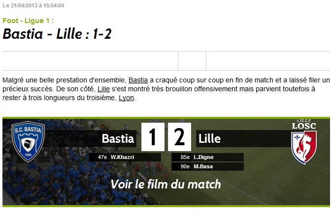 Bastia 1-2 Lille S145