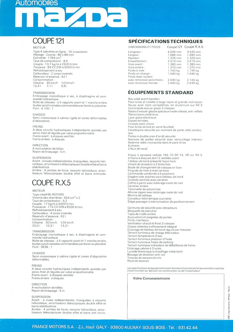[TOPIC OFFICEL] MAZDA 121 / RX5 ou COSMO AP - Page 5 Doc29011