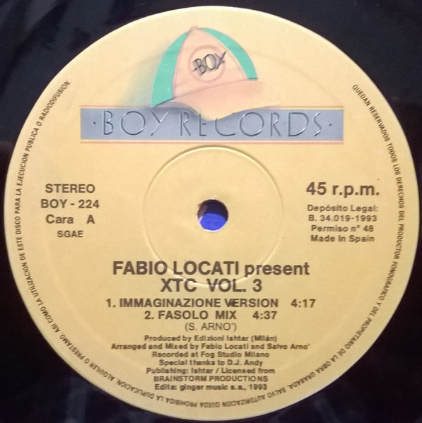 Fabio Locati – XTC Vol. 3 (Vinil 12", Boy Records – BOY - 224, Boy Records  – BOY 224) "1993" - [22/02/23] 171