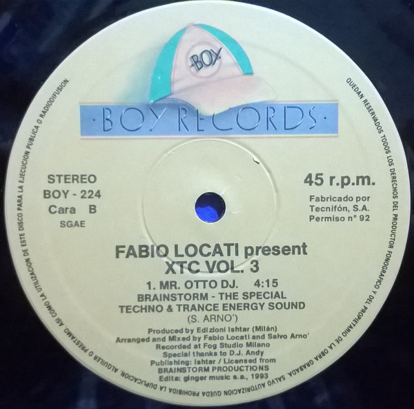 Fabio Locati – XTC Vol. 3 (Vinil 12", Boy Records – BOY - 224, Boy Records  – BOY 224) "1993" - [22/02/23] 260