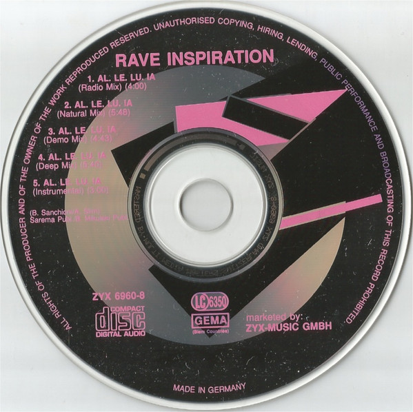 Music - Rave Inspiration - AL. LE. LU. IA  (CDM, ZYX Music – ZYX 6960-8) (GER, 1993) (FLAC) Cd151