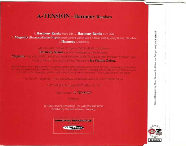 A-Tension - Harmony (Remixes) (1995, CD-Single, Eurozone Recordings – D-EZ4) (320K) Contr142