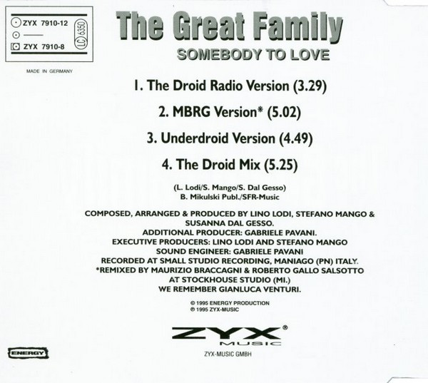 The Great Family - Somebody To Love (CDM) ZYX Music - ZYX 7910-8 (Germany) 1995 (320K) Contr154