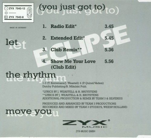 Eclipse - (You Just Got To) Let The Rhythm Move You (CDM, ZYX Music – ZYX 7542-8) (1994) (320K) Contr156