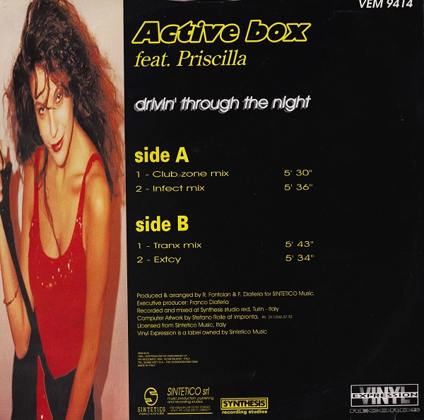 Active Box - Drivin' Through The Night (Vinil 12'', Vinyl Expression Records – VEM 9414) (1994-ITA) (320K) Contra89