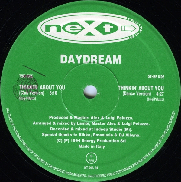 Daydream - Thinkin' About You (1994, 12'' Vinil, Next Records– NT 049, -ITA-)  (320K) Vinil72
