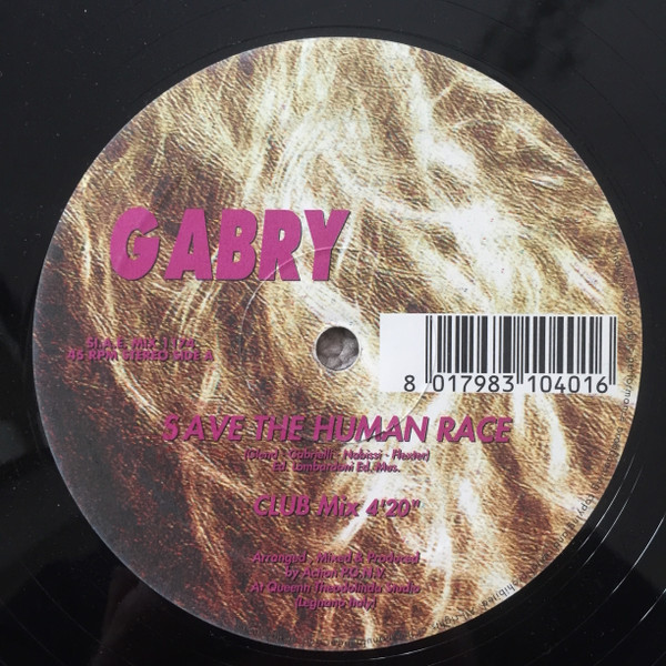 Gabry - Save The Human Race (Vinyl, 12'') Discomagic Records (MIX 1174) Italy (1995) Vinil76