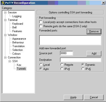 Web Browsing through Putty SSH tunnel HOW TO 312