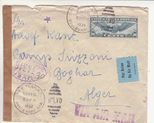 Cachet " étoile " sur courrier de et vers l'Algérie en 1939-40.  _3_00010