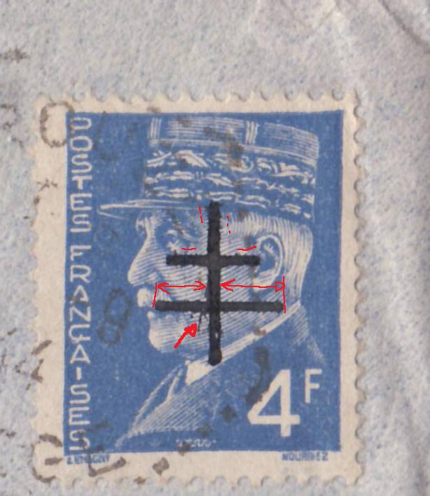 Lettre de Rouze (Ariège) affranchie 4f Pétain surchargé "Croix de Lorraine" _4000712