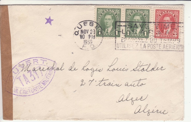 Cachet " étoile " sur courrier de et vers l'Algérie en 1939-40. _4_00010