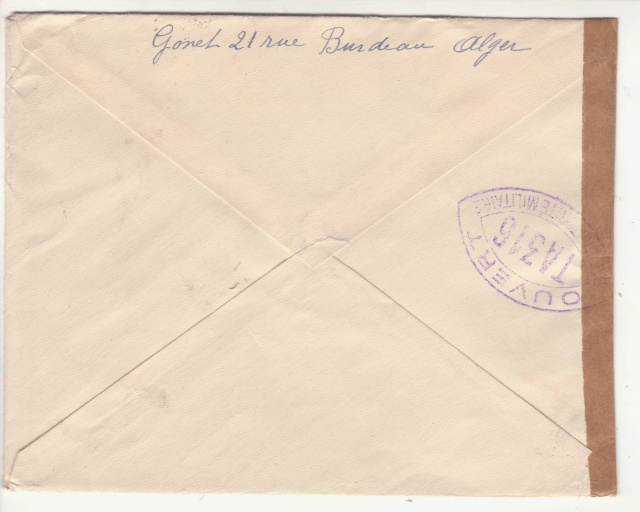 Cachet " étoile " sur courrier de et vers l'Algérie en 1939-40. _5a_10